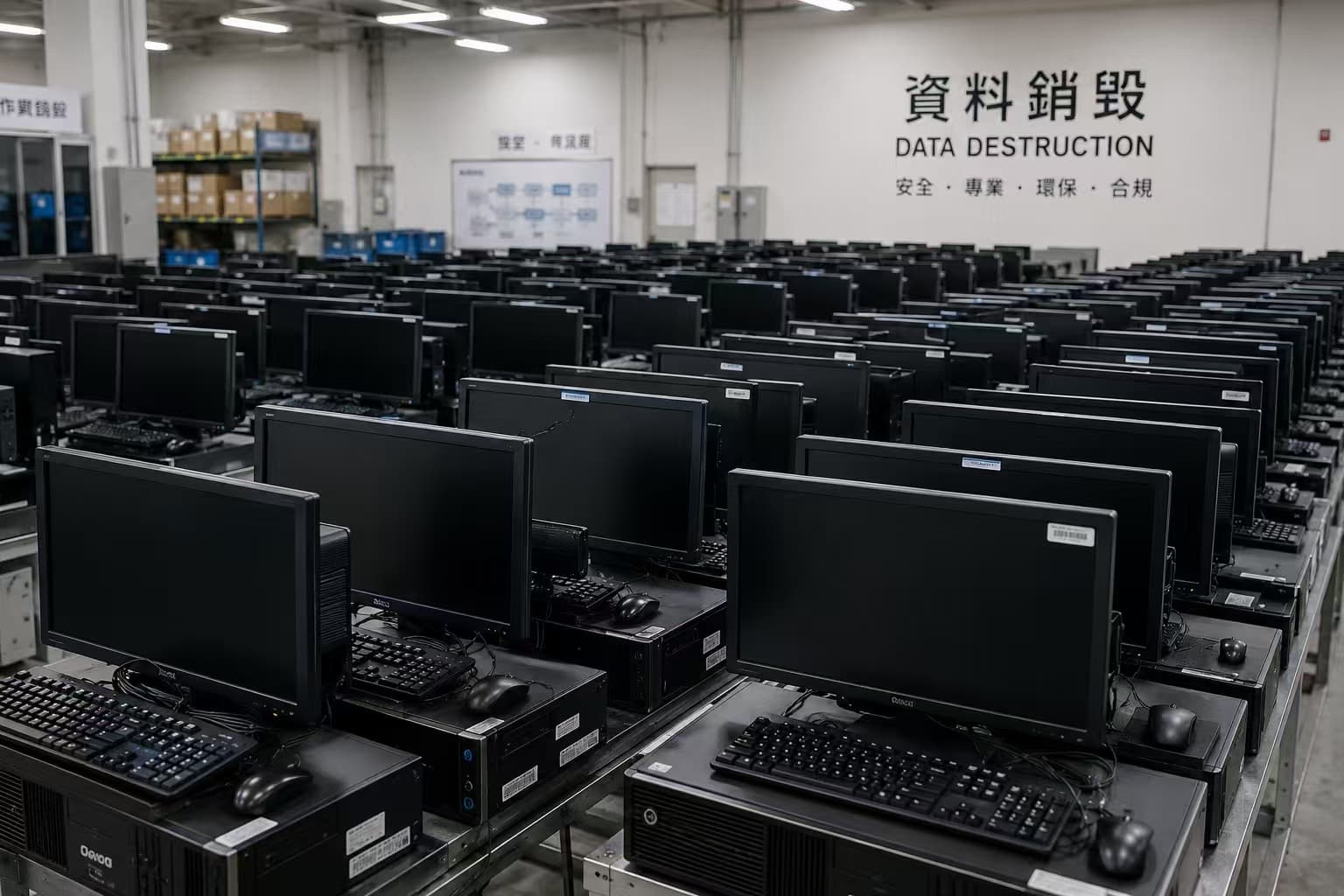 工業級資料銷毀與企業設備回收現場